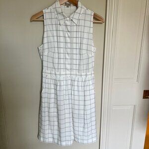 Cremieux Windowpane Grid Print Collared Dress